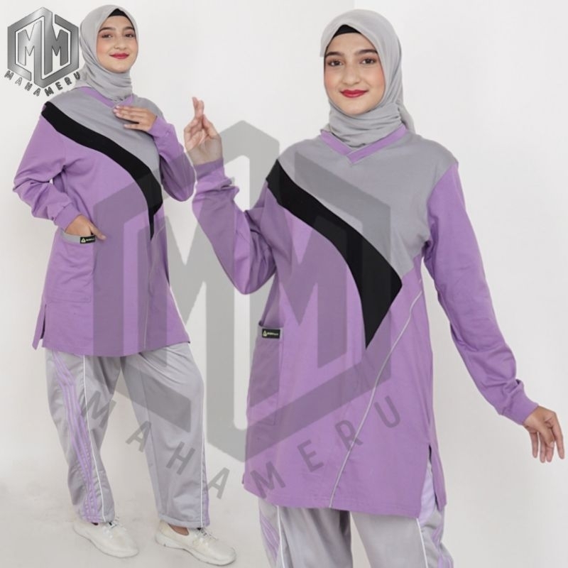 Setelan Olahraga Muslimah Tunik / Seragam 1 Set Olahraga /Kaos Tunik