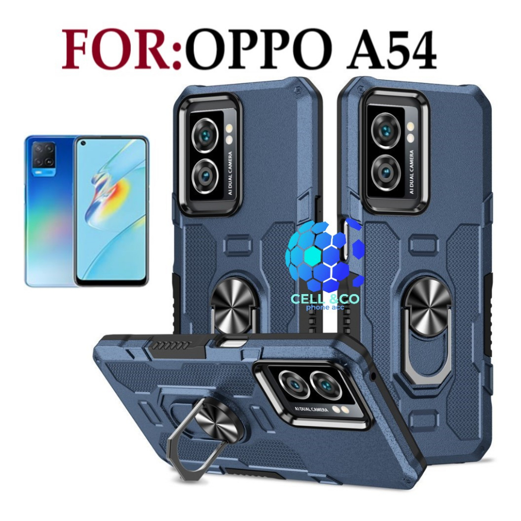 Case Armor OPPO A54 Iring Cincin Magnetic Kesing Hp Protect kamera Premium Hard Case Standing Robot Pelindung Kamera