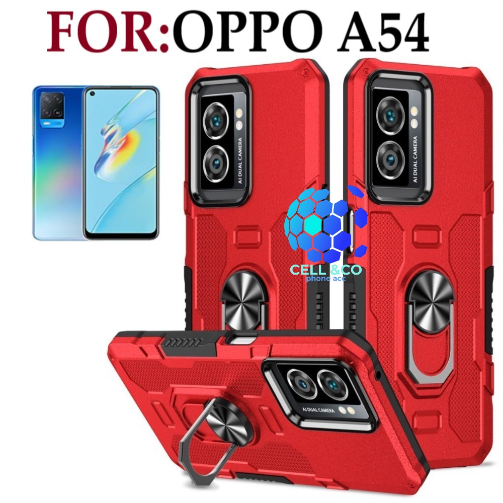 Case Armor OPPO A54 Iring Cincin Magnetic Kesing Hp Protect kamera Premium Hard Case Standing Robot Pelindung Kamera