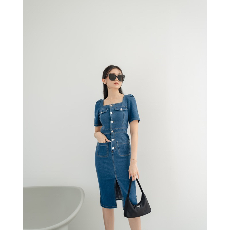 [ Keyclothingline ] Elise Denim Dress / Dress Jeans Midi