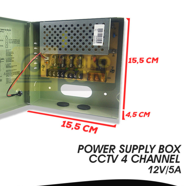 POWER SUPPLY 5A 12V BOX PANEL / ADAPTOR PSU 12V 5A 4CH