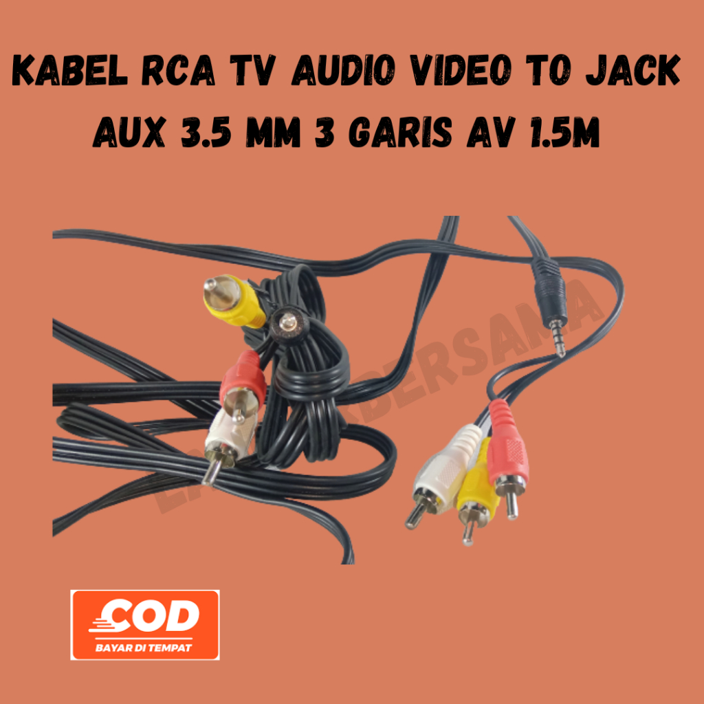 KABEL RCA TV AUDIO VIDEO TO JACK AUX 3.5 MM 3 GARIS AV 1.5M