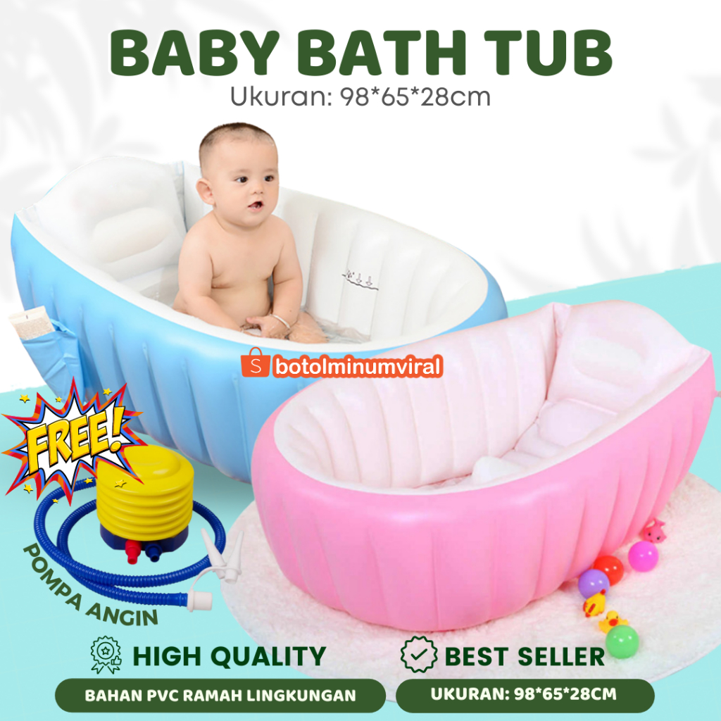 Bak Mandi Bayi Lipat Besar Baby Bath Tub Kolam Mandi Bayi Free Pompa Angin