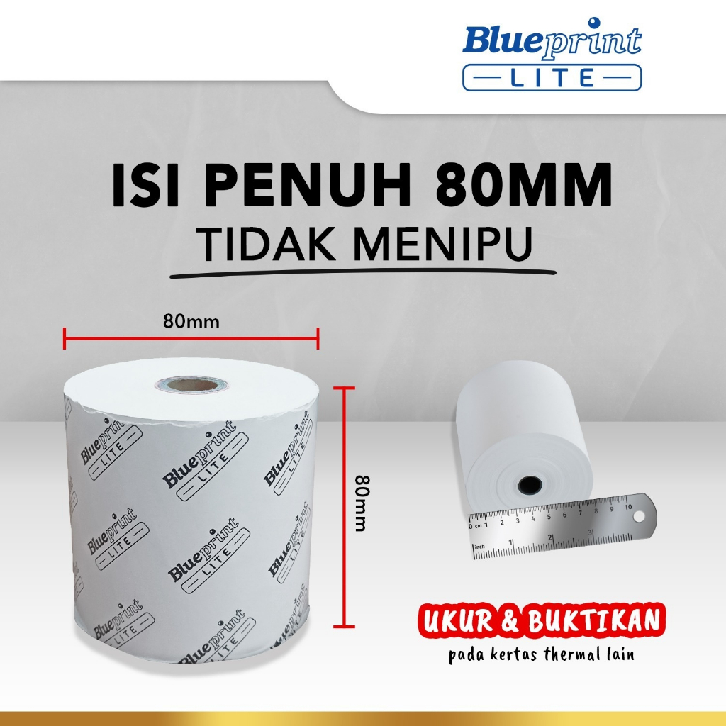 

Blueprint Lite Paper Thermal 80 × 80mm Kertas Struk 80x80 Nota Tiket Antrian Karcis Parkir PPOB