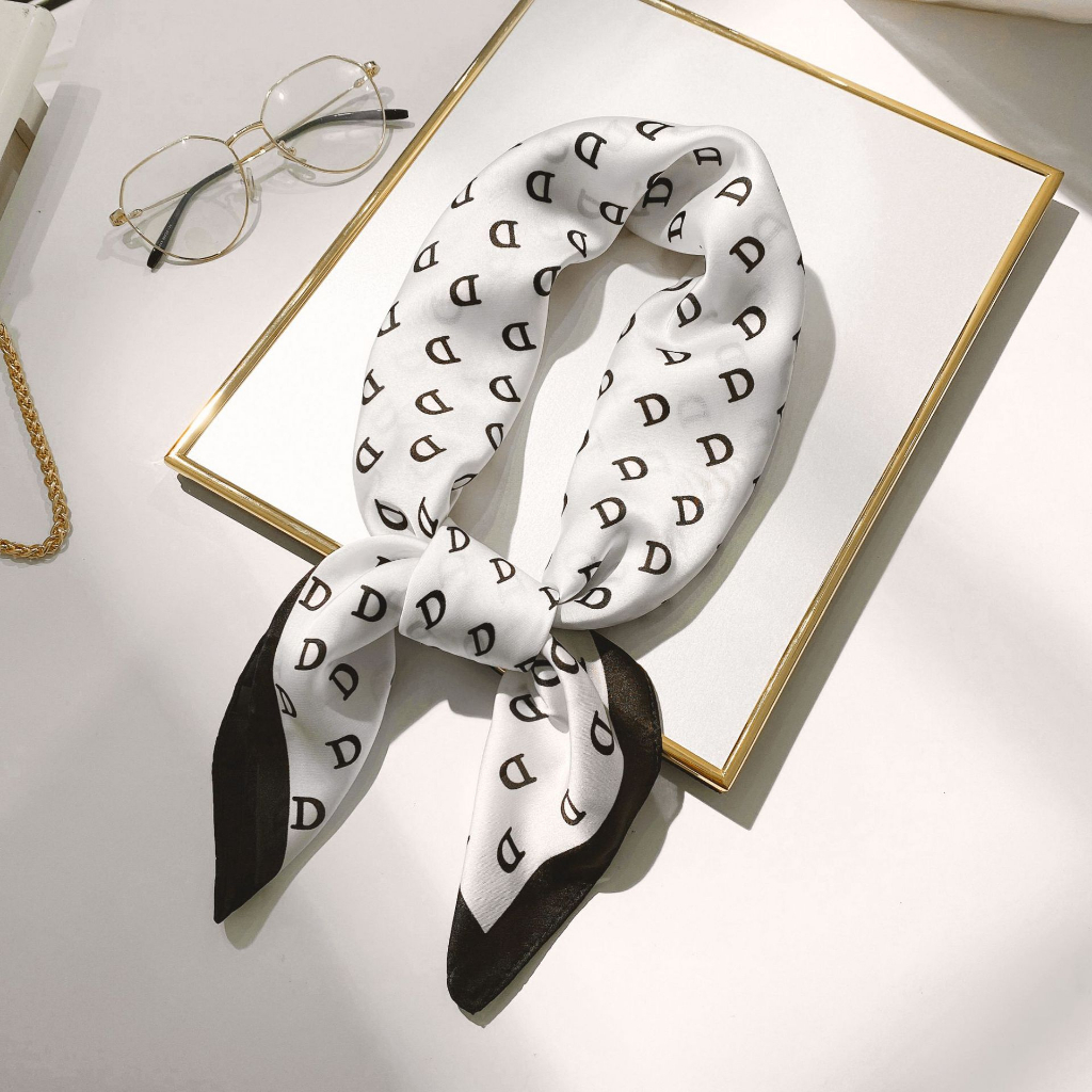 Korea Musim Panas Tipis Dekoratif Syal Bergaris Syal Sutra Wanita Kecil Persegi Syal Versi Korea Serbaguna Wanita Syal Kecil Aksesoris