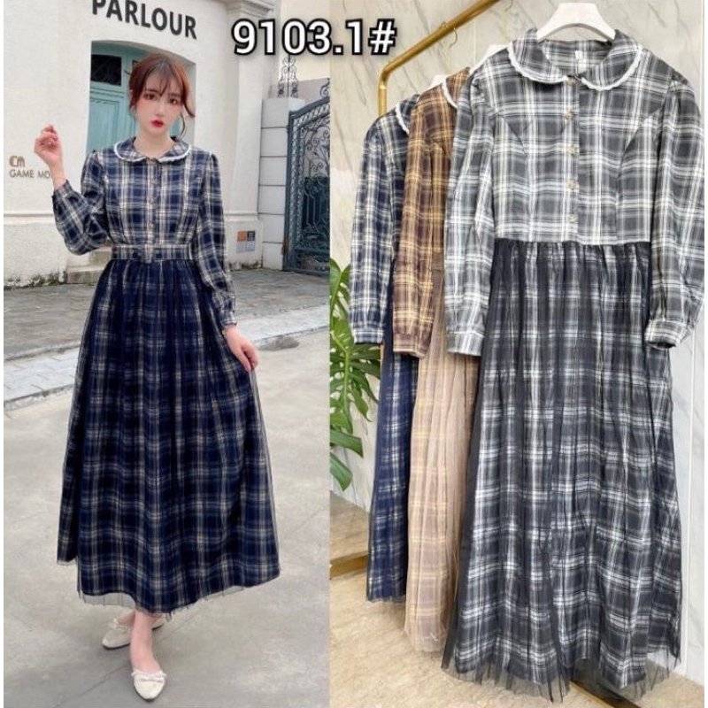 [ Retro Series ] Tartan Plaid Dress with Tutu Combination Import Premium ( Dress Kotak - Kotak Tartan Kombinasi Tutu )