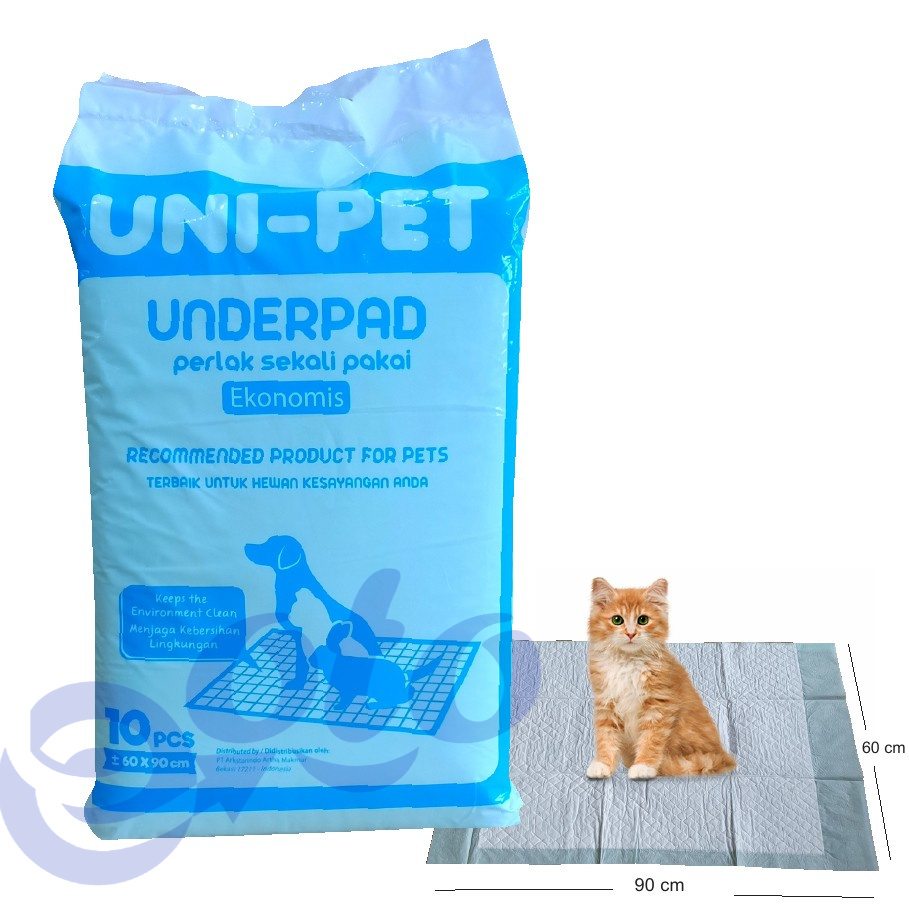 UNI-PET Underpad Alas Kandang Perlak Hewan Anjing Kucing Kelinci size 60x90cm isi 10 pcs x 12 (120pcs)