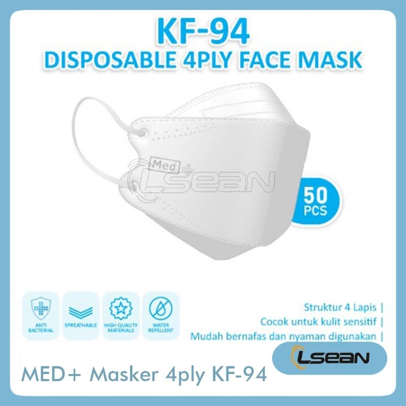 MED+ Masker Medis Dewasa Disposable Face Mask KF-94 4 Ply Isi 50 Pcs