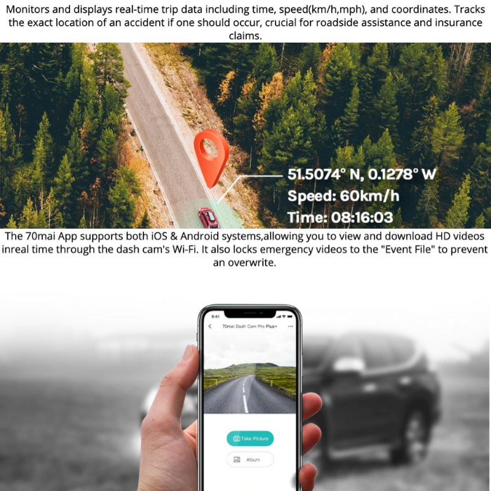 70mai Dash Cam Omni X200 Kamera Mobil 360 FHD GPS ADAS