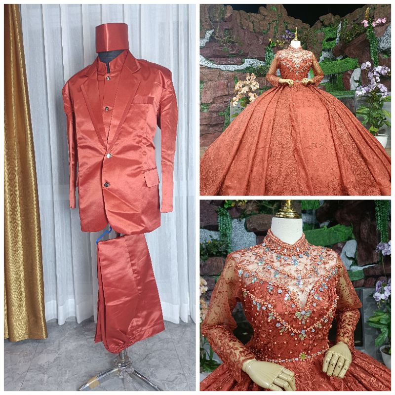 satu setel  gaun pernikahan mewah murah