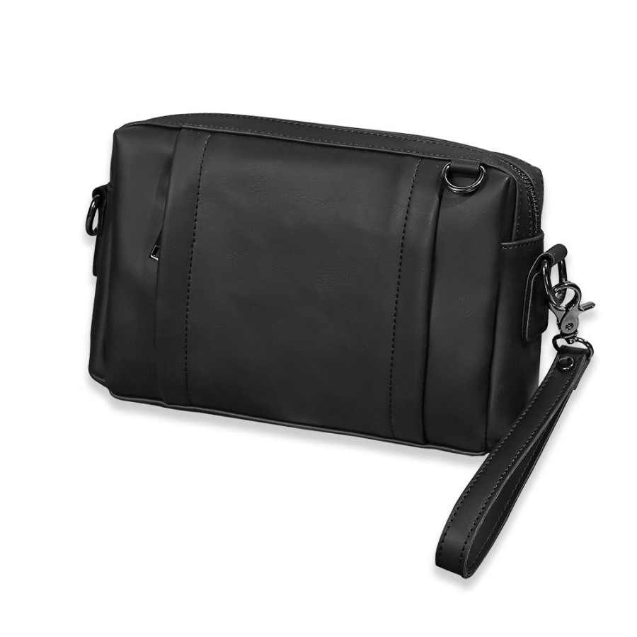 Tas Selempang Pria Kulit Tas Tangan Clutch Bag Pria PRAHA BLACK