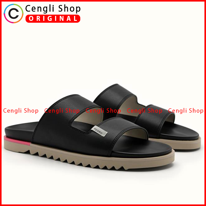 PM151 SANDAL SLIDE PEDRO PRIA ORIGINAL CASUAL BRANDED HITAM