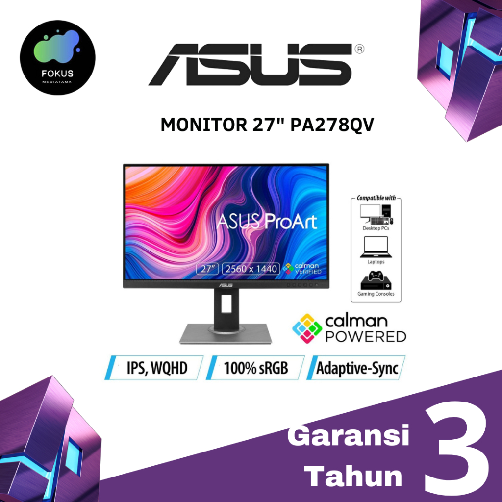 ASUS ProArt Display PA278QV Professional Monitor 27&quot;, IPS, 100% sRGB