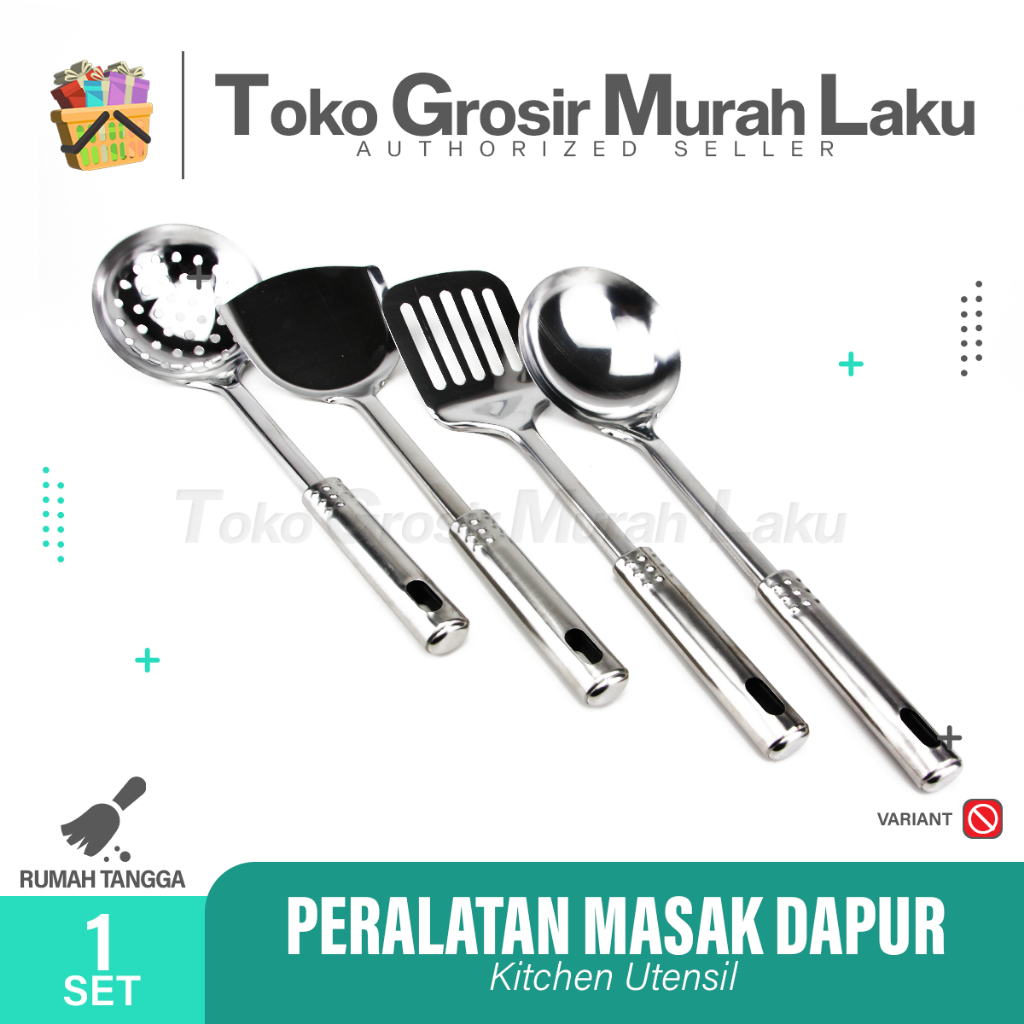 Spatula set 4 pcs Spatula Stainless Steel Sodet Sutil Alat Penggorengan