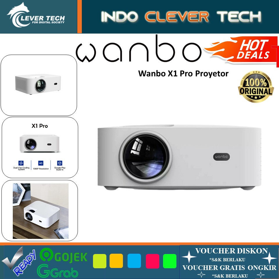 Wanbo X1 Pro Proyetor 720P Android 9.0 350ANSI Lumens Supports 1080P