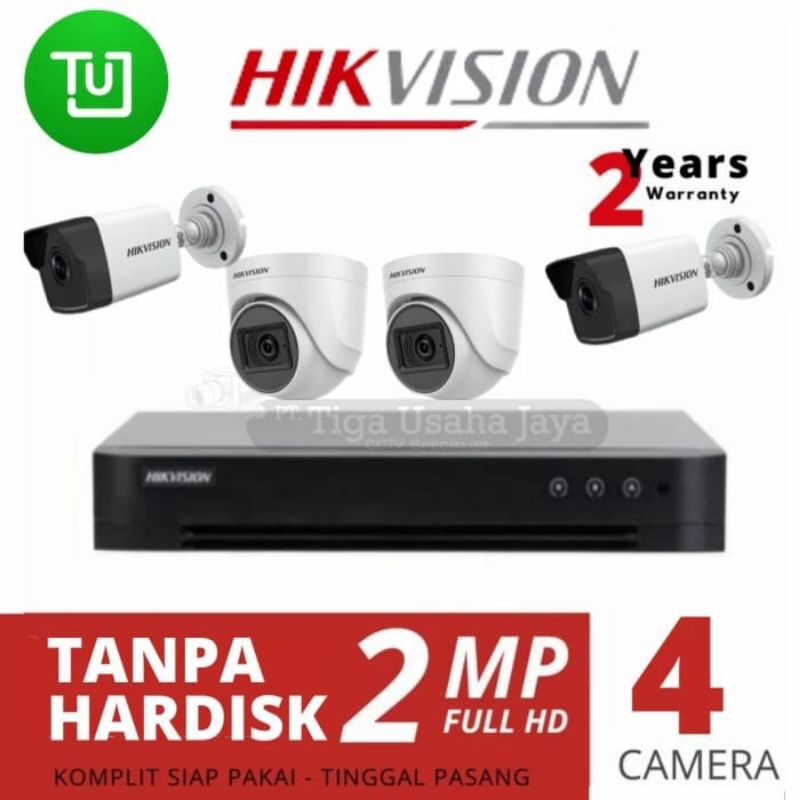 PAKET CCTV  4 CHANNEL 2MP TURBO-HD 4 KAMERA FULL COLOUR