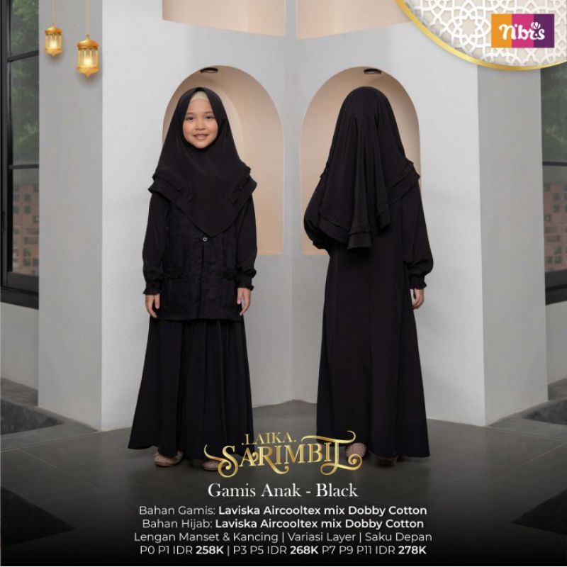 GAMIS ANAK NIBRAS LAIKA SARIMBIT NIBRAS LAIKA BLACK BROKEN WHITE