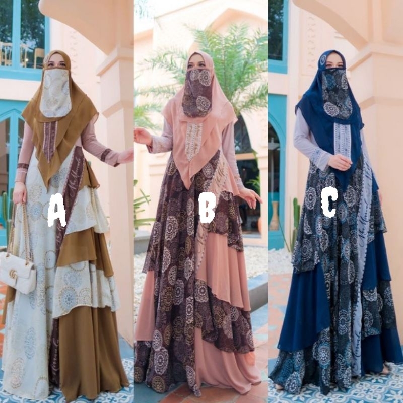 READY DRESS HITAM PUTIH/RAYHANA PLISKAT/ SYARI CADAR ORIGINAL/DHEAAFIECCENA/DHEA BOUTIQUE/SYARI NAVY