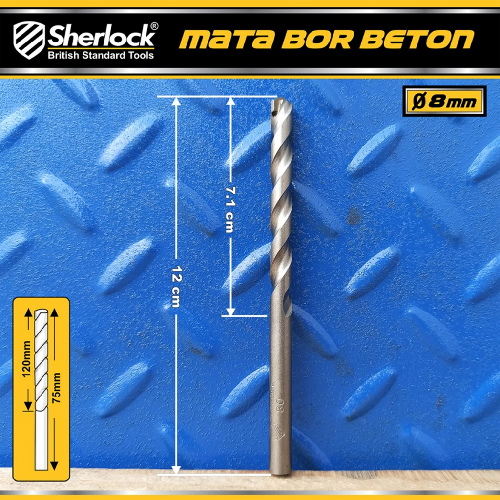 Mata Bor Beton TCT 8 mm / Sherlock (Mata terbuat dari Tungsten Carbide Tips)