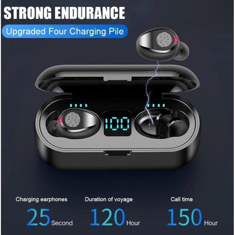 TWS F9 Wireless Bluetooth 5.0 Earphones TWS HiFI Stereo In-Ear Earbud Sports Headphones For IOS Android