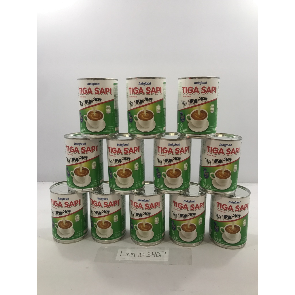 

12 pcs - Susu Putih Kental Manis Tiga Sapi Kaleng 490gr / Krimer Kental Manis Indofood