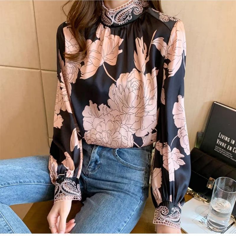 5950 REALPICT baju atasan blouse EMBROIDERED lengan panjang Korea Korean style wanita import baju at