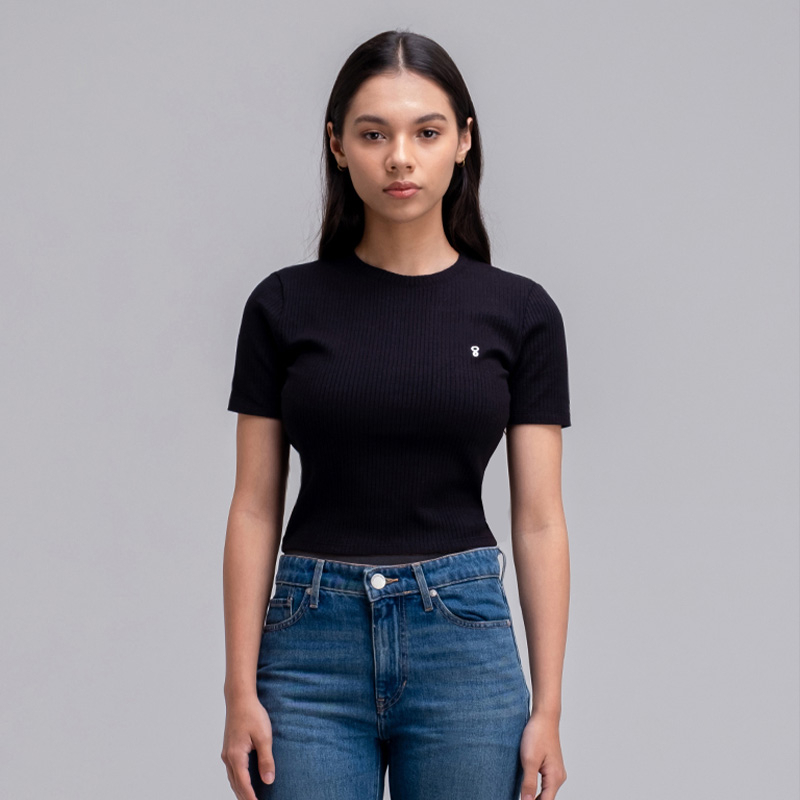 Greenlight Mid Crop Kaos Lengan Pendek Wanita Basic T Shirt Polos Inner Wear Baju Atasan Santai Cewe