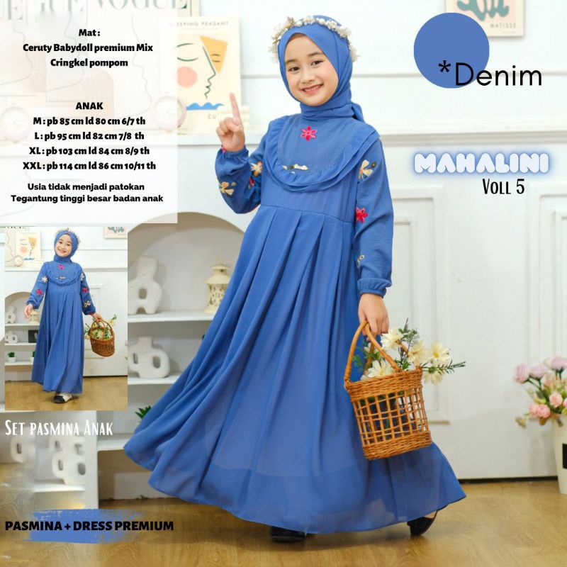 MAHALINI SET PASHMINA SERIES GAMIS ANAK BY MAUMA KIDS