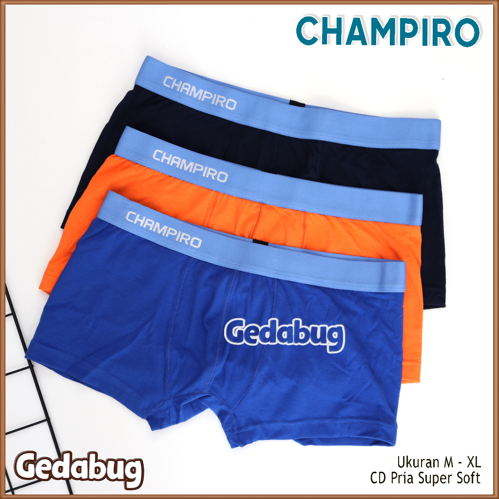 3 Pcs - CD Boxer Pria  Champiro 0330 | Celana Dalam Pria Berkualitas Supetsoft | Gedabug