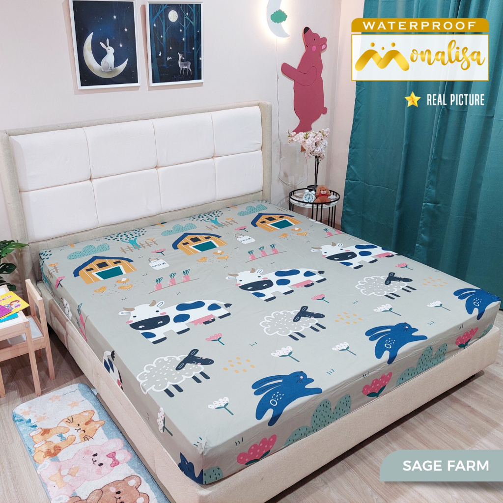 Monalisa Waterproof Sprei Uk 160/180 - Sage Farm