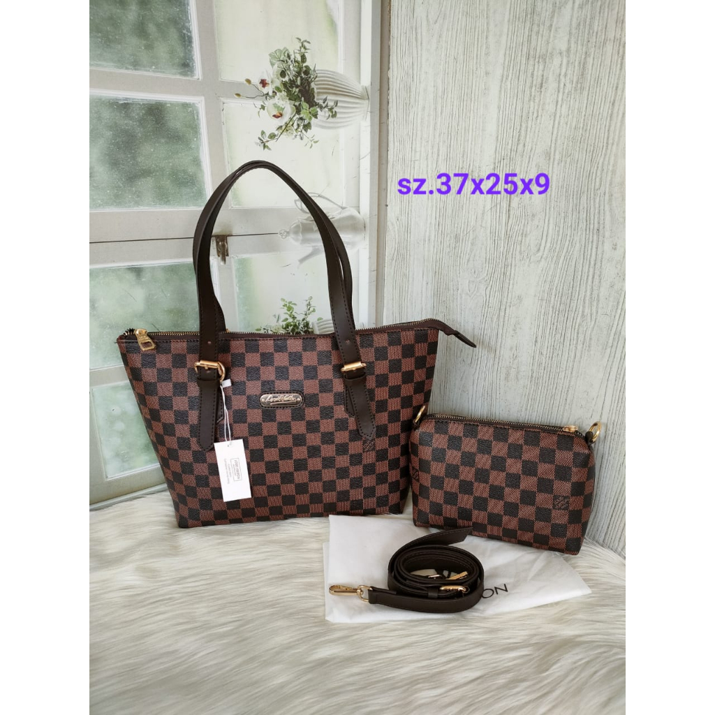 Tote Bag LV FREE POUCH SIZE  37 FULL EMBOSS HIGH QUALITY