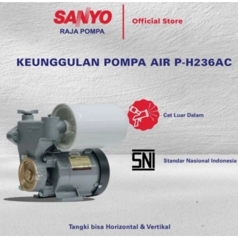 Mesin Pompa Air Dangkal Otomatis Sanyo P-H236AC