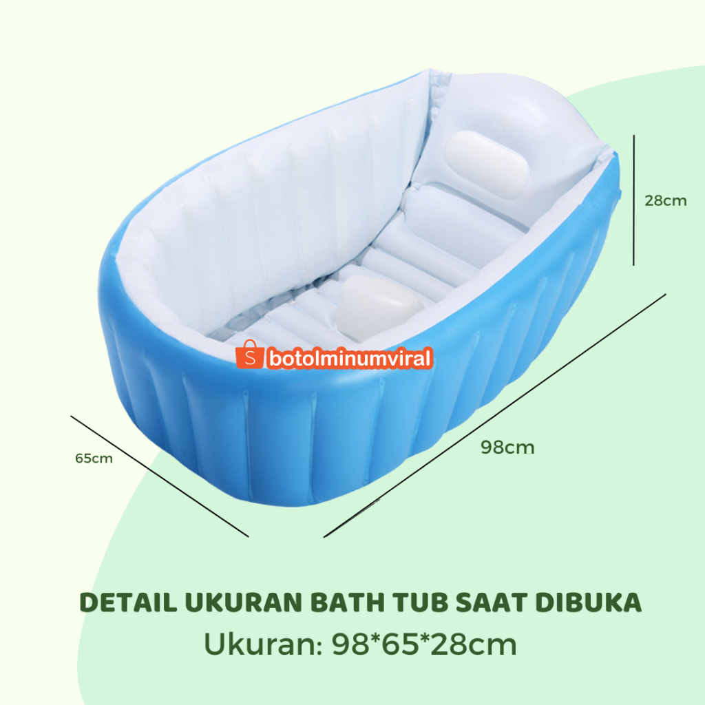 Bak Mandi Bayi Lipat Besar Baby Bath Tub Kolam Mandi Bayi Free Pompa Angin