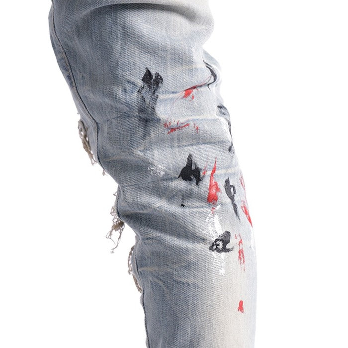 Denimitup H1 Leather Patch Jeans Creme Monett