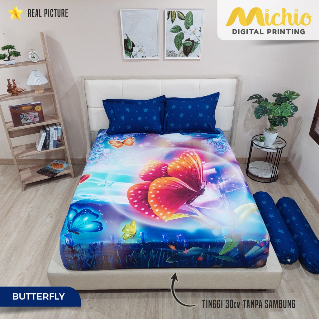 Michio Digital Printing Sprei Uk 160/180 T 30 - Butterfly