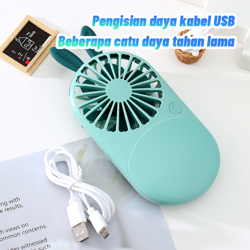 Kipas Cermin LED 3in1 Mini Fan Karakter Portabel  Angin Multifungsi