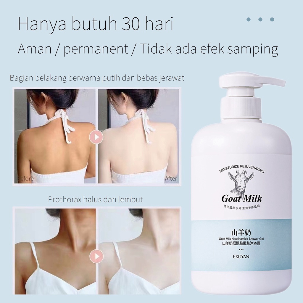 Sabun pemutih badan Whitening Body Wash Sabun mandi Lotion pemutih badan Sabun mandi pemutih Sabun susu kambing 800ML Bahan-bahan alami Menutrisi dan mencerahkan kulit  Menolak untuk tan Kulit putih