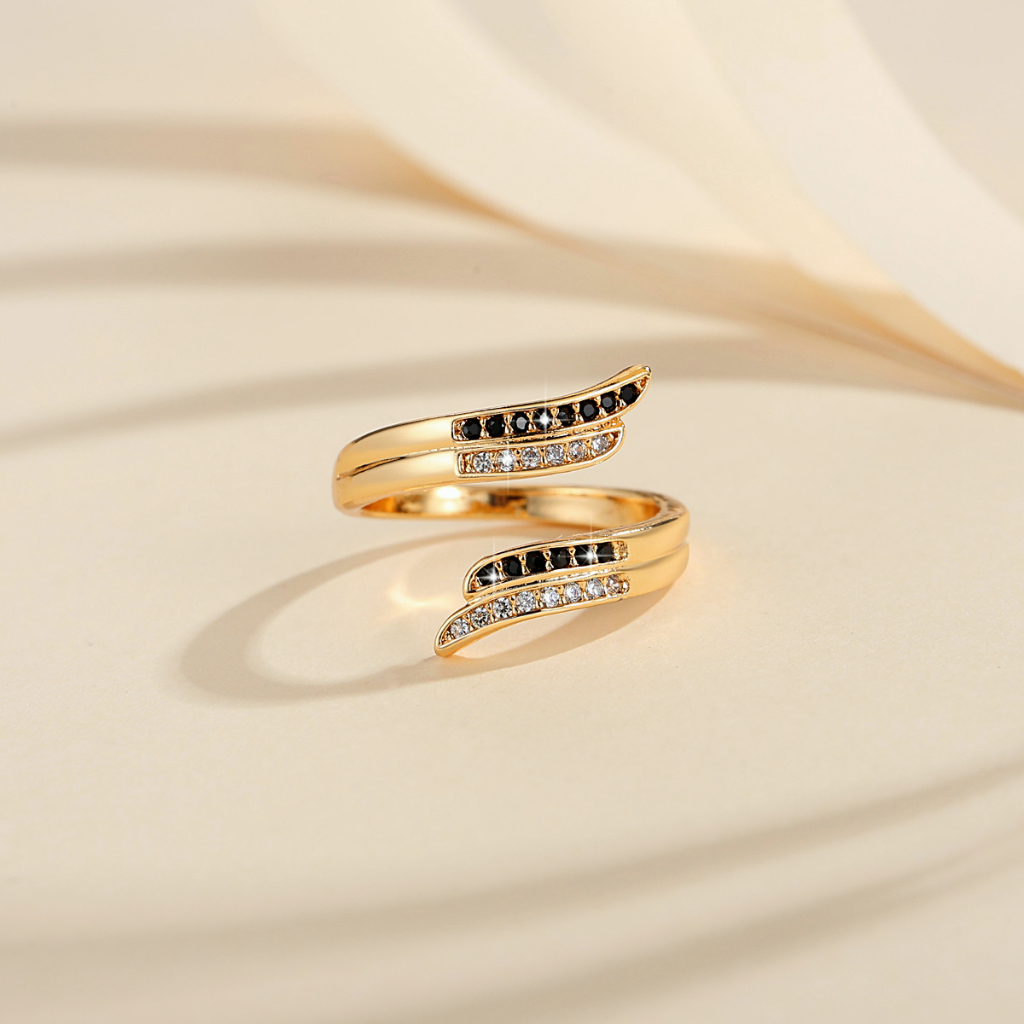 Y025 [COD✔] Cincin Terbuka Kristal Titanium Berlian Wanita Ukuran Yang Dapat Disesuaikan