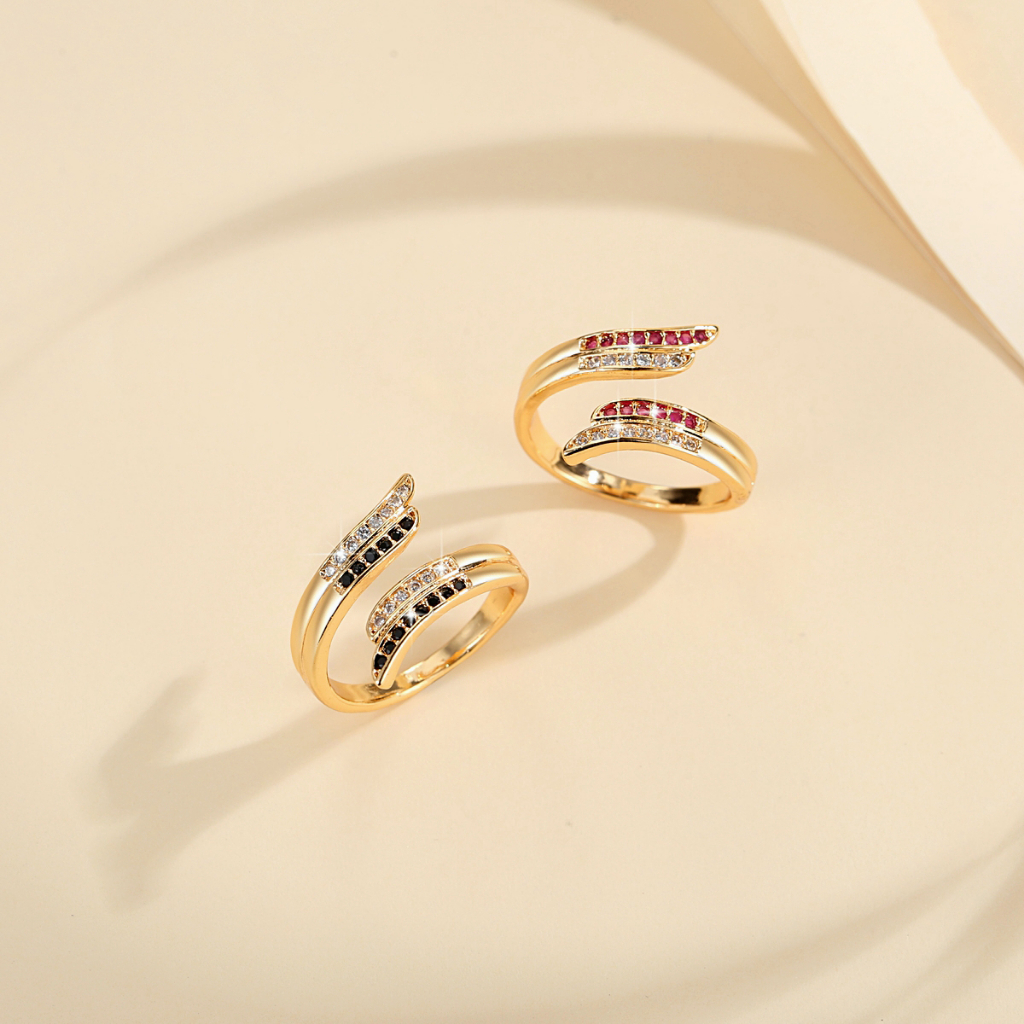 Y025 [COD✔] Cincin Terbuka Kristal Titanium Berlian Wanita Ukuran Yang Dapat Disesuaikan