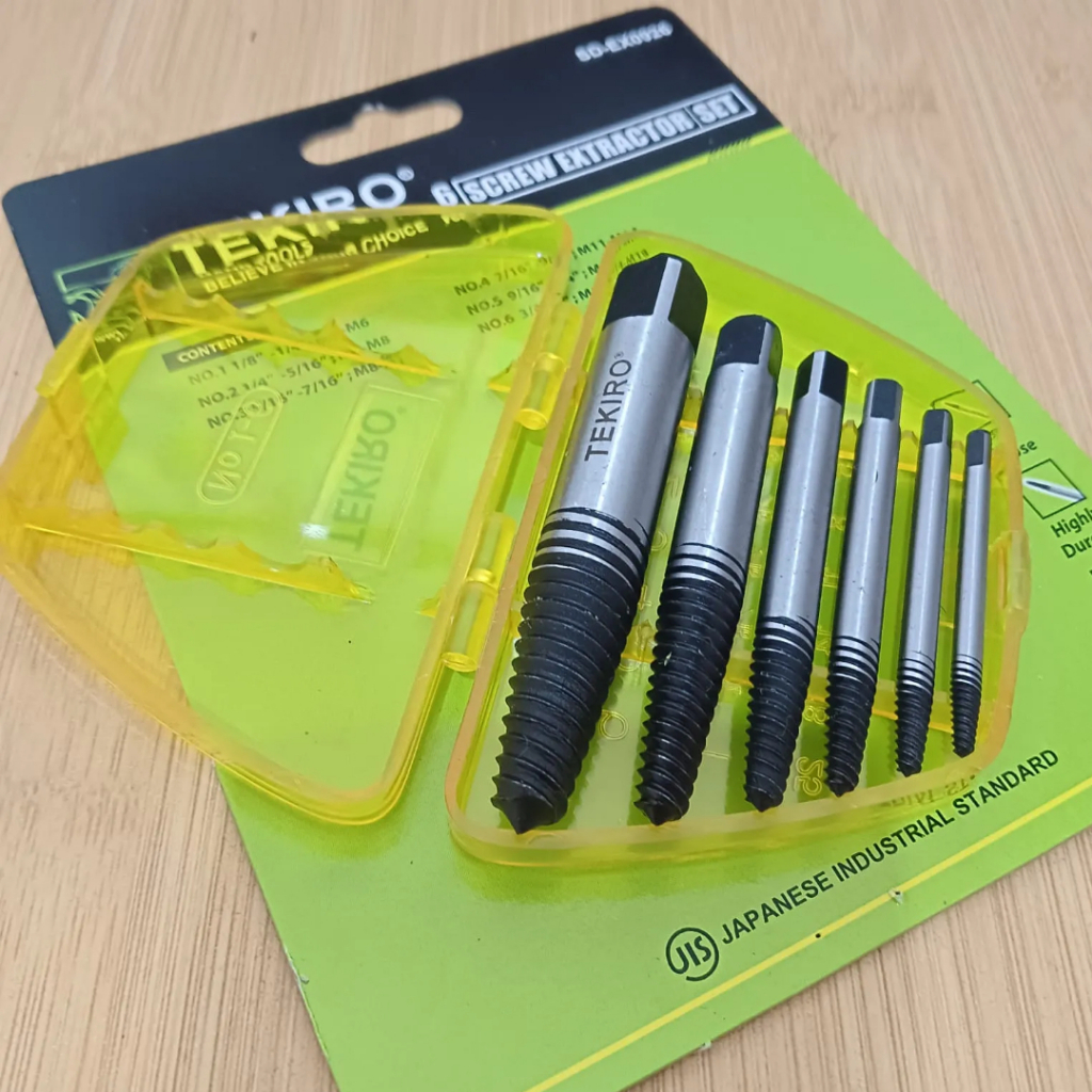 TEKIRO Screw Extractor 6 Pcs Pembuka Baut Patah Set Tap Balik