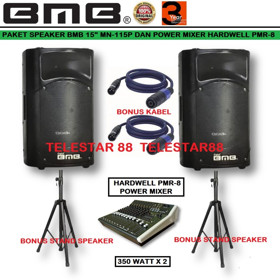 Speaker BMB Pasif 15 Inch Power Mixer Hardwell PMR-8