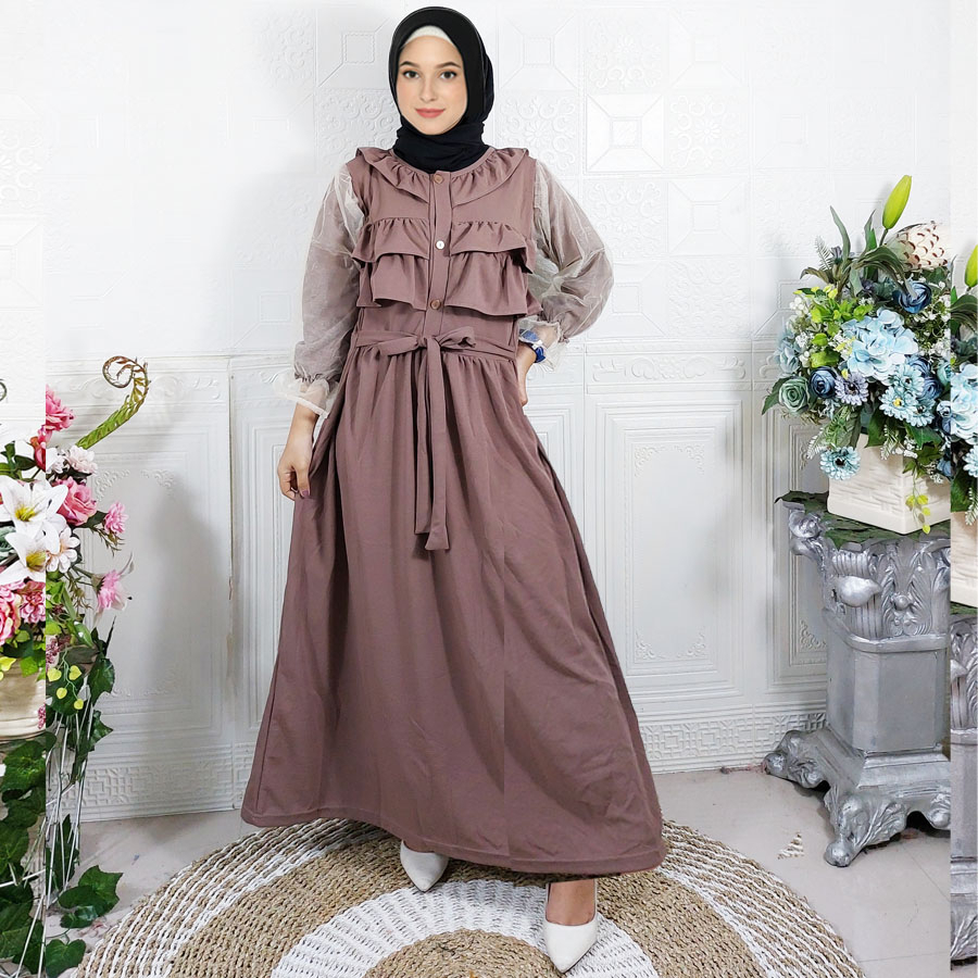 HAND TULLE GAMIS MARBELLA MAXY TILE KERUT BUSUI KANCING AKTIF GL FASHION