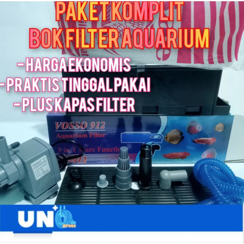 TOP FILTER BOK AQUARIUM KOMPLIT VOSSO 912 PRAKTIS TINGGAL PAKAI HARGA EKONOMIS