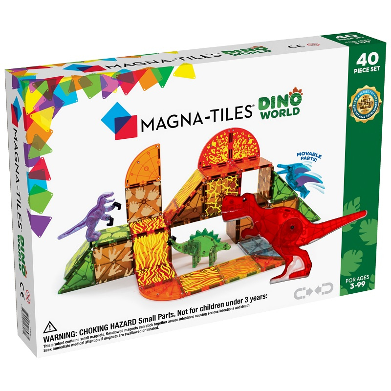 MagnaTiles Dino World 40-Piece Set Magnetic Tiles