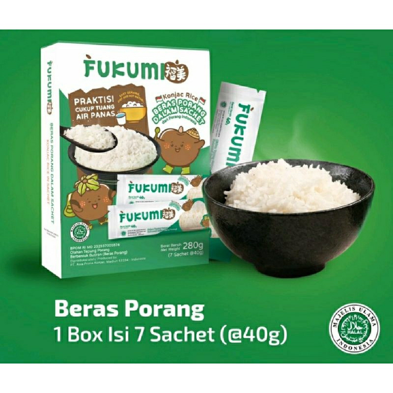 

FUKUMI BERAS PORANG 280 gram SHIRATAKI KONJAK RICE ISI 7 SACHET