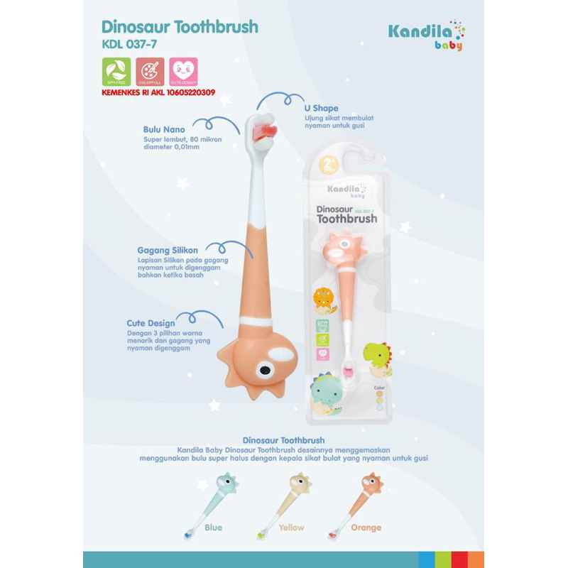 Kandila Tooth Brush Baby Kids Sikat GIGI Bayi Anak Belajar Training Case BOX simpan Traveling Bulu Halus U Shape Rotari 360 Silikon Anti Bakteri