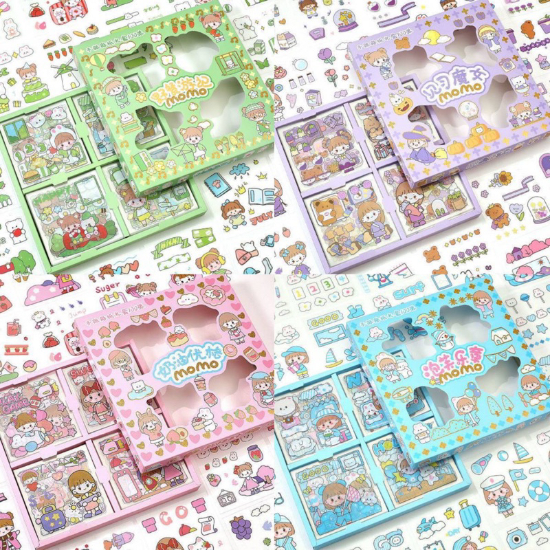 

STIKER MOMO KARTUN AESTHETIC WATERPROOF 1 BOX ISI 100 PCS/ STIKER KARTUN LUCU ANTI AIR DEKORASI HANDBOOK