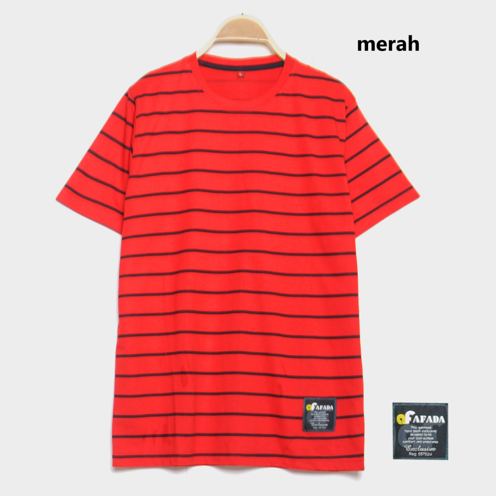 Noveli wear - Kaos polos stripe salur garis belang blaster pria dan wanita