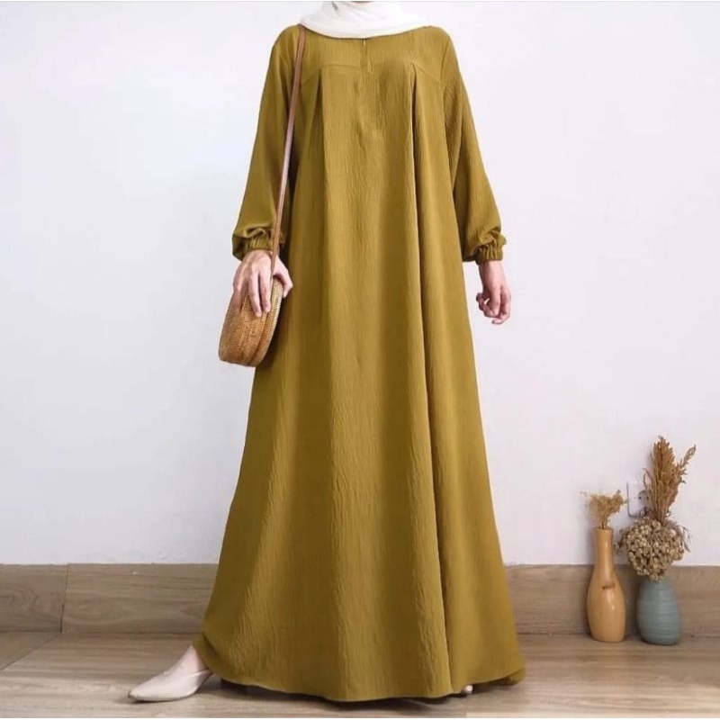 Maura Dress Gamis Syari Crinkle Premium