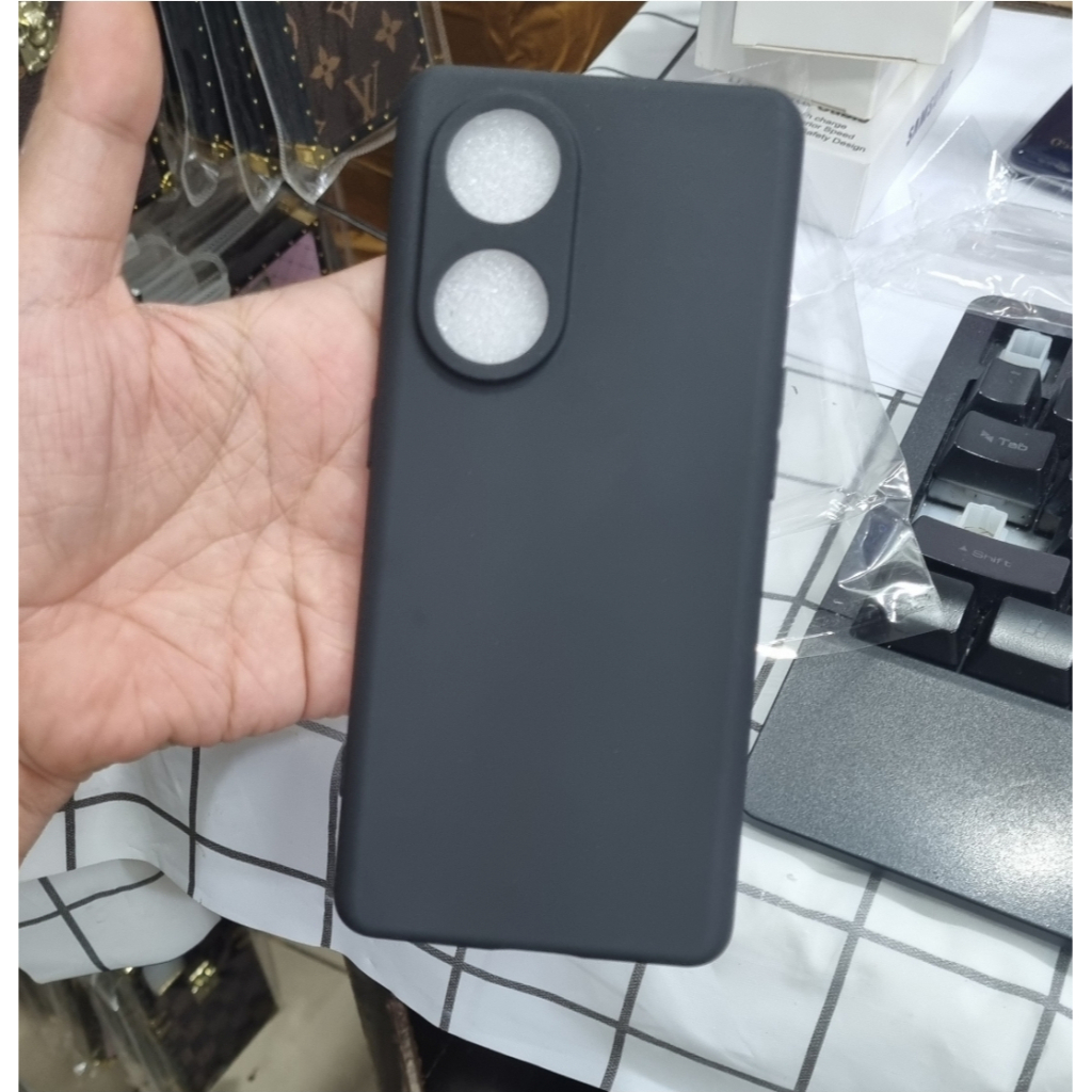 Original Silicone Black OPPO Reno8 T 4G/ Reno8 T 5G PREMIUM Silikone TPU Flexible Matte Cover Soft Case Full Hitam Glare Anti Minyak Doff Pop up Top Softcase Gelap Polos Tipis Thin/SLim NFC S T Karet Kondom Plastik TPU Play Pro 4g 5g 8T Reno 8 Reno8T